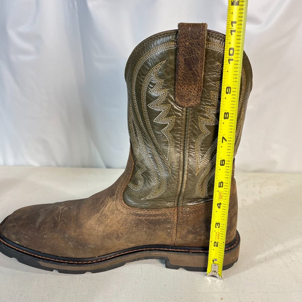 Ariat Groundstomper Work Boots Brown/Olive Green Men’s 9.5 D Pull-On Square Toe - Picture 14 of 15
